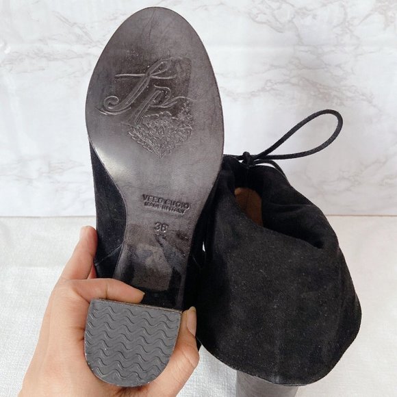 Free People Mila Women's Ankle Boots Heels Black Suede Fold Over EU 39 US 9 - Picture 10 of 11